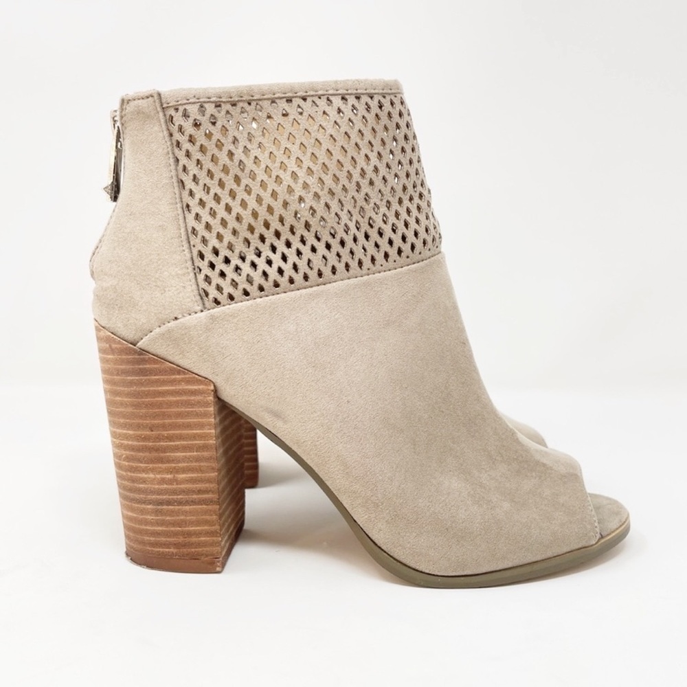 Report Barnack Grey Stacked Heeled Open Toe Cut Out Ankle Boot